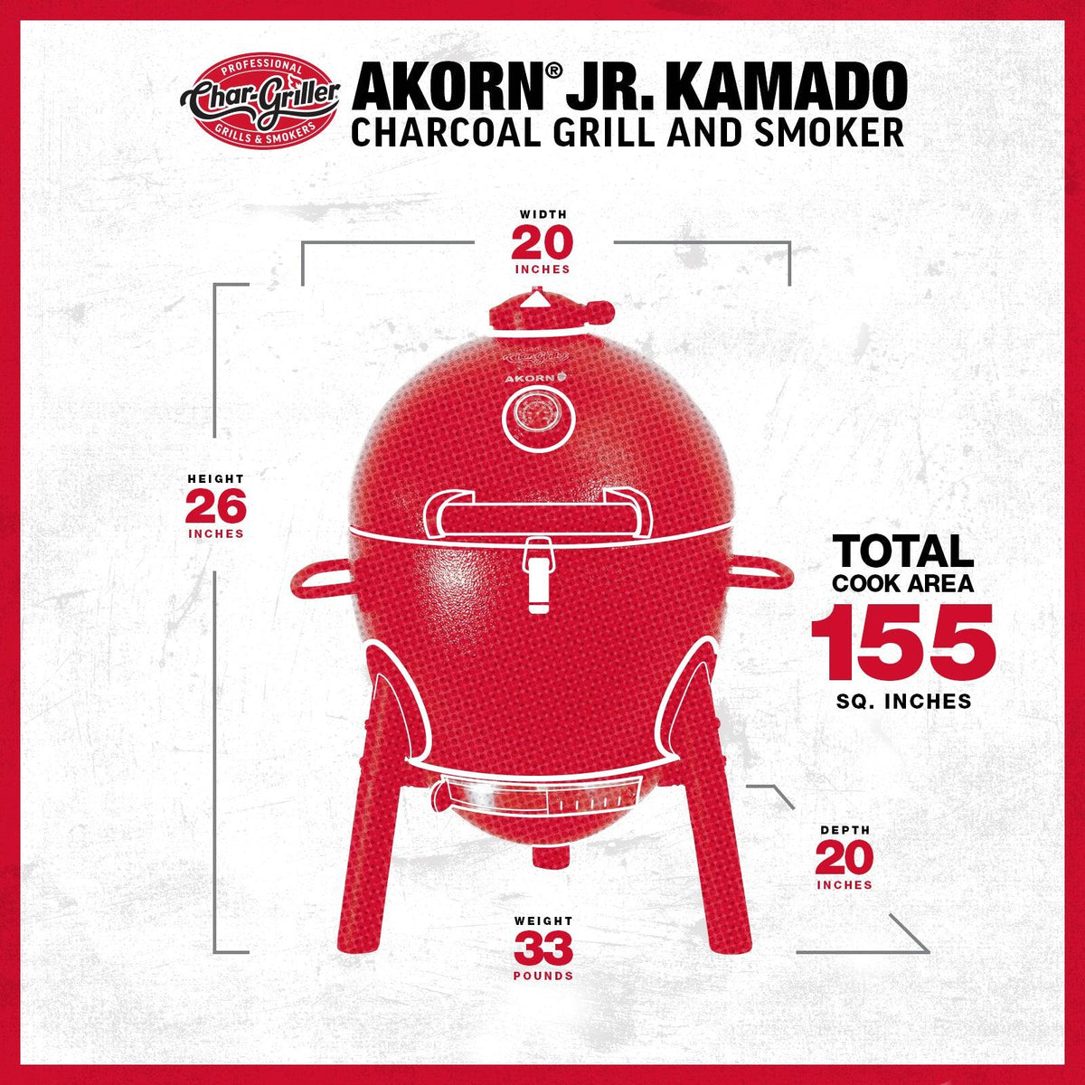 Char-Griller Black Akorn Junior Kamado Charcoal BBQ
